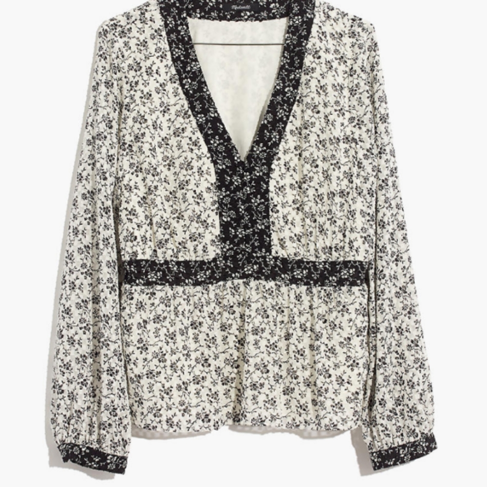 Madewell Peplum top in clipdot branch floral